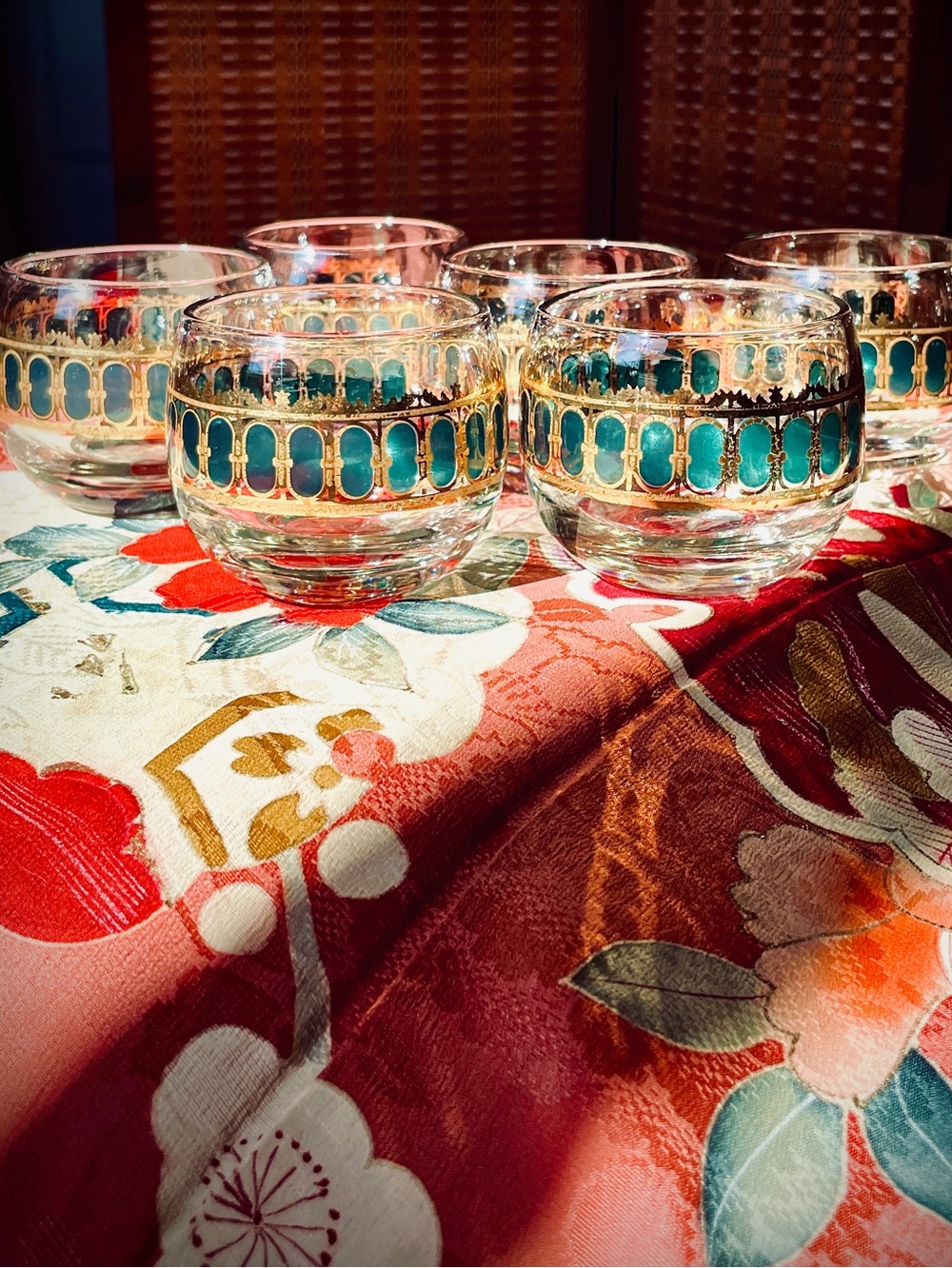 ♥️ 6 Vintage Culver Tumbler Set with Teal and Gold Accent